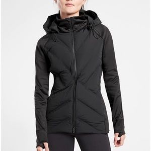 Athleta Inlet Goose Down Black Puffer Full Zip Up Hooded Coat Or Jacket Size XS